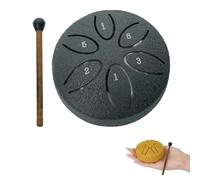 2024 El mini tambor de mano más nuevo, Buddha Stones Mini tambor de lengua de acero Kit de batería de curación de sonido de 3 pulgadas, tambor de mano de 6 notas sin preocupaciones (Color : Black, S
