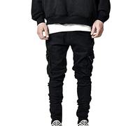 2024 Jeans para Hombres Pantalones Cargo de Mezclilla Rectos para Hombres Jeans de Motociclista Vaqueros Holgados con Bolsillo Lateral Ajustado Cremalleras Casual con Bolsillos Moda Comodidad