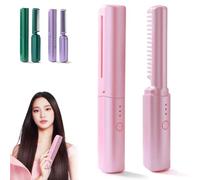 2024 Latest Hairdressing Comb, Portable Rechargeable Mini Hair Straightener, 3D Hair Care Comb, Hair Care Ceramic Coating, Straight Roll Dual Purpose (Pink)