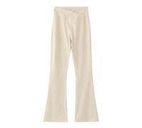 2024 - Leggings de niña Pantalones de Talle Pantalones de Corte de Bota de Yoga Pantalones de Campana de Longitud de Color sólido Pantalones Niña 8 Años Invierno (Beige, 10-12 Years)