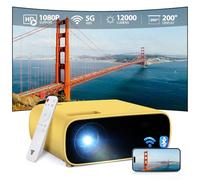 2024 Miniproyector recién actualizado, Compatible con Bluetooth y WiFi, 18000 lúmenes con Soporte 4K, Compatible con PS5 y Switch, proyector de Pantalla HD(Amarillo)
