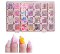 2024 Mixto 28 Rejillas DIY 3D Kits de decoración de uñas Juego de uñas cosméticas Bling Nail Art Rhinestones Encantos de uñas para salón de uñas, Arte de uñas diversificado
