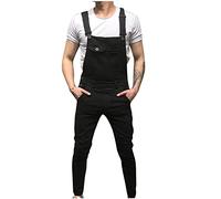 2024 Mono Pantalones de Vaqueros Hombre Peto Trabajo Bib Slim Fit Jumpsuit con Bolsillos Mezclilla Casual Moda Fiesta Pant Jeans Roto Denim Pantalones Primavera y Verano