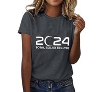 2024 Mujeres Casual Al Aire Libre Picnic Todo el Día Tema de Vista Oscura Impreso Cuello Redondo Manga Corta Camiseta 3 Rave Traje Mujer, gris, XL