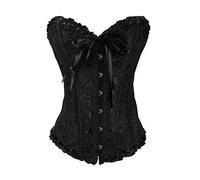 2024 - Mujeres Sexy Vintage Gothic Party Floral Lace Up Slim Corset Bustier Top Adulto Cosplay Traje De Los Hombres (Black, M)