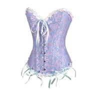 2024 - Mujeres Sexy Vintage Gothic Party Floral Lace Up Slim Corset Bustier Top Adulto Disfraz De Halloween Túnica Sudaderas Túnica Cosplay Capas (Purple, S)