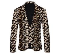 2024 Neu - 2023 New Polka Dot Leopard Print Casual British Fashion Slim Fit Suit Chaqueta Hombre Chaqueta Polar Hombre Industries (Yellow, XXL), amarillo, XXL
