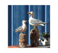 2024 New 2Pcs Seagull Figurine Wooden Nautical Decorations Ornaments Rustic Vintage Coastal Beach-Yvan