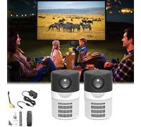 2024 New Cylinder Projector, Cylinder TV Projector, Cylinder Mini Projector with WiFi, 4k Projector Cylinder Ultra HD Projector, Portable Cylander TV Projector for Phone/TV/Laptop (2pcs,Black)
