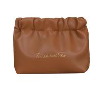 2024 New Eretinputc Makeup Bag, Premium Makeup Bag for Women and Girls, PU Leather Travel Makeup Bag, Large Capacity Toiletry Cosmetic Bag with Divider and Handle (S-Brown)