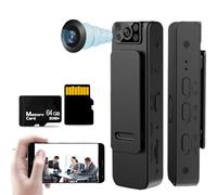 2024 New HD 1080P Noise Reduction Camera, Built-in 64GB Card, Hidden Spy Camera with 180° Rotatable Lens, Mini Body Camera with Audio and Video Recording Wearable (WiFi Version)