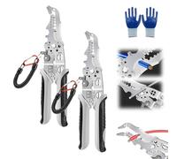 2024 New Multifunctional Elbow Wire Stripping Pliers with A Spring Keychain, Multifunctional Wire Stripper Crimper Cable Cutter Pliers, Professional Electrical Wire Stripping Tool with Elbow (2Pcs)