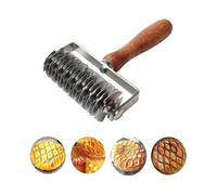 2024 New Stainless Steel Dough Lattice Top Cookie Pie Pizza Bread Pastry Crust Roller Cutter,Wood Handle
