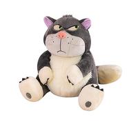 2024 Nueva linda figura de peluche de gato Lucifer Cenicienta Princesa Peluche de juguete Kawaii Muñecas de animales de peluche con pelo esponjoso y cola Regalos de fiesta para niñas,Grey-XL(80cm)