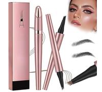 2024 Nuevo Lápiz de Cejas Mágico, Lápiz de Cejas 3D Resistente al Agua, Lápiz de Cejas Preciso para Cejas Naturales con 4 Puntas (negro+gris)