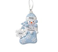 2024 Ornamento personalizado El primer beb de Navidad Baby Baby Snowbaby en calcetines con copos de nieve adorno de rbol de navidad decoracin pers