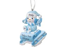2024 Ornamento personalizado El primer beb de Navidad Baby Baby Snowbaby en trineo de Navidad adorno artesanal decoracin brillante de la personaliz
