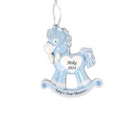 2024 Ornamento personalizado El primer beb de Navidad Rocking Horse Flowel Ornament Annament Lser Grabacin Decoracin personalizada Personalizaci