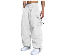 2024 Pantalones Cargo para Hombre Holgados góticos Parachute Pantalones para Hombre algodón Jogger Holgados Cintura Alta Bolsillo Lateral Pantalones de Paracaidismo Deporte Secado Rápido Comodidad