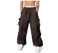 2024 Pantalones Cargo para Hombre Holgados góticos Parachute Pantalones para Hombre algodón Jogger Holgados Cintura Alta Bolsillo Lateral Pantalones de Paracaidismo Deporte Secado Rápido Comodidad