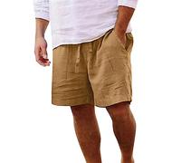 2024 Pantalones Corto Hombre Algodón y Lino Verano Casual Moda Pantalones Corto Color sólido Jogging Deportivos Pantalones Cortos Playa Bañador Transpirable Ligero Vacaciones Talla Grande
