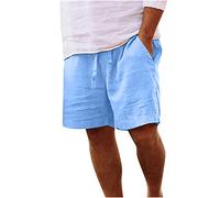 2024 Pantalones Corto Hombre Algodón y Lino Verano Casual Moda Pantalones Corto Color sólido Jogging Deportivos Pantalones Cortos Playa Bañador Transpirable Ligero Vacaciones Talla Grande