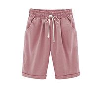 2024 Pantalones Corto Mujer Algodón y Lino Shorts Moda Bermudas Suelto Bolsillo Original Casual Cómodo Cordón Pantalones Corto Estampado Verano holgadas Talla Grande elásticas Cintura Ligeros