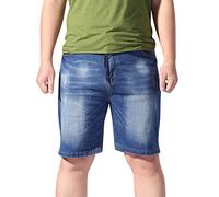 2024 Pantalones Cortos Hombre de Verano Pantalones Cortos Vaqueros Bermudas para Hombres Pantalon Corto Ajustar la Cintura elástica Moda Creativa Casual con Bolsillos Talla Grande Comodidad