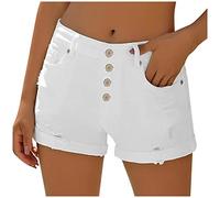 2024 Pantalones Cortos Vaquero Mujer Moda Blanco Bermudas Casual Mezclilla Pantalon Corto Elástico Chandal Bolsillo Shorts Deportivos Rotos Pantalones Cortos Jeans Shorts Denim