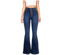 2024 Pantalones Vaquero Mujer Jeans Moda Pantalón Largo Slim Fit Casual Pantalones Denim Retro Verano Primavera Deportes Cintura Alta Original Pantalones Campana Vaquero Clásico Pant
