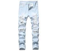2024 Pantalones Vaqueros para Hombre, Jeans Rotos Moda Trend Largo Casual Skinny Fitness Ropa de Hombre