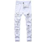 2024 Pantalones Vaqueros para Hombre, Jeans Rotos Trend Largo, Skinny Pantalon Fitness, Retro Vintage Ropa de Hombre