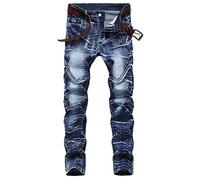 2024 Pantalones Vaqueros para Hombre,Pantalones Casual Jeans Rotos Moda Trend Largo Pantalones Pants Skinny Pantalon Fitness Jeans Largos Pantalones Vintage Retro Ropa de Hombre