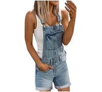 2024 Peto Vaquero para Mujer Monos Corto con Tirantes y Bolsillos Verano Moda Casual Jumpsuit Una Pieza Pantalones Corto Camiseta sin Mangas jesns Demin Playsuit Shorts