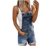 2024 Peto Vaquero para Mujer Monos Corto con Tirantes y Bolsillos Verano Moda Casual Jumpsuit Una Pieza Pantalones Corto Camiseta sin Mangas jesns Demin Playsuit Shorts
