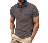 2024 Polos para Hombre de Manga Corta con Bolsillo Patchwork Color Camiseta para Hombre Cuello con Botones Camisa de Verano cómoda Transpirable Camiseta de Manga Corta Hombre Cuello Solapa Negocios