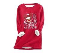 2024 Sudadera Navidad,Mis Pedidos Sudaderas Mujer de Forro Polar Talla Grande Camiseta Manga Larga Mujer con Moda Impresión de Alces Casual Cálido Jersey Navideño Sueltos Camisetas Blusas Navideños