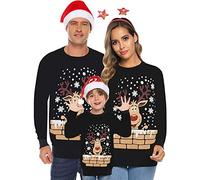 2024 Sudaderas Navideñas Familiares Suéter Familia Invierno Jersey Navideño Familiar Manga Larga Pullover Mujer Hombre Niño Niña Chica Chico Christmas Jumper Blusas Cuello Redondo Tops Talla Grande
