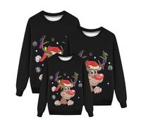 2024 Sudaderas Navideñas Familiares Suéter Familia Invierno Jersey Navideño Familiar Manga Larga Pullover Mujer Hombre Niño Niña Chica Chico Christmas Jumper Blusas Cuello Redondo Tops Talla Grande