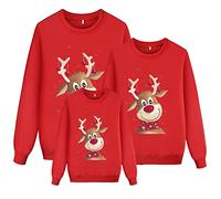 2024 Sudaderas Navideñas Familiares Suéter Familia Invierno Jersey Navideño Familiar Manga Larga Pullover Mujer Hombre Niño Niña Chica Chico Christmas Jumper Blusas Cuello Redondo Tops Talla Grande