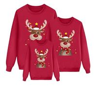 2024 Sudaderas Navideñas Familiares Suéter Familia Invierno Jersey Navideño Familiar Manga Larga Pullover Mujer Hombre Niño Niña Chica Chico Christmas Jumper Blusas Cuello Redondo Tops Talla Grande