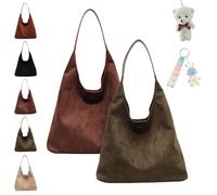 2024 Suede Bags For Women, Brown Suede Tote, Suede Tote Bag with Compartments, Leather Hobo Bags For Women, Large Retro Suede Shoulder Bag Travel Shopping Bag (A+C)