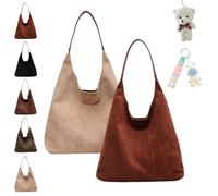 2024 Suede Bags For Women, Brown Suede Tote, Suede Tote Bag with Compartments, Leather Hobo Bags For Women, Large Retro Suede Shoulder Bag Travel Shopping Bag (D+E)