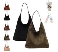 2024 Suede Bags For Women, Brown Suede Tote, Suede Tote Bag with Compartments, Leather Hobo Bags For Women, Large Retro Suede Shoulder Bag Travel Shopping Bag (B+C)