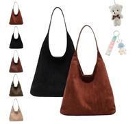 2024 Suede Bags For Women, Brown Suede Tote, Suede Tote Bag with Compartments, Leather Hobo Bags For Women, Large Retro Suede Shoulder Bag Travel Shopping Bag (B+E)