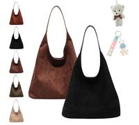 2024 Suede Bags For Women, Brown Suede Tote, Suede Tote Bag with Compartments, Leather Hobo Bags For Women, Large Retro Suede Shoulder Bag Travel Shopping Bag (A+B)