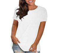 2024 Tallas Grandes Camisetas Manga Corta Mujer Moda Color Solido Camiseta Mujer Verano de Cuello en Redondo Corte Suelto Pullover T-Shirt para Mujer Multicolor Blusas Mujer Verano Comodidad Moda