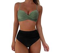 2024 Verano de Playa bañadores Sexy Bikini Top y Braga Ajustable Bikinis Mujer Reductor Barriga Traje de Baño 2 Piezas Push Up Cuello en V con Relleno Conjuntos de Bikinis Mujer