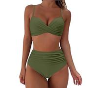 2024 Verano de Playa bañadores Sexy Bikini Top y Braga Ajustable Bikinis Mujer Reductor Barriga Traje de Baño 2 Piezas Push Up Cuello en V con Relleno Conjuntos de Bikinis Mujer