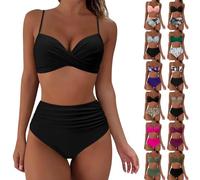 2024 Verano de Playa bañadores Sexy Bikini Top y Braga Ajustable Bikinis Mujer Reductor Barriga Traje de Baño 2 Piezas Push Up Cuello en V con Relleno Conjuntos de Bikinis Mujer